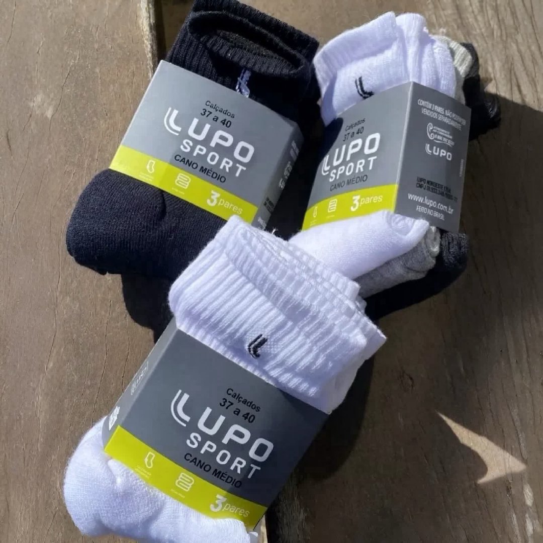 Kit 6 Pares Meias Lupo Sport Cano Médio Alto