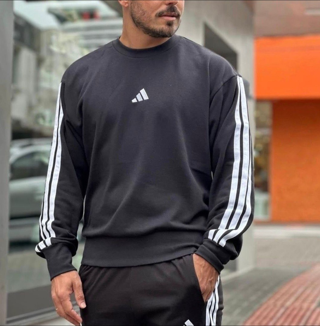 Moletom Adidas Essentials Três Listras Casual Masculino Preto - Tam. M e G