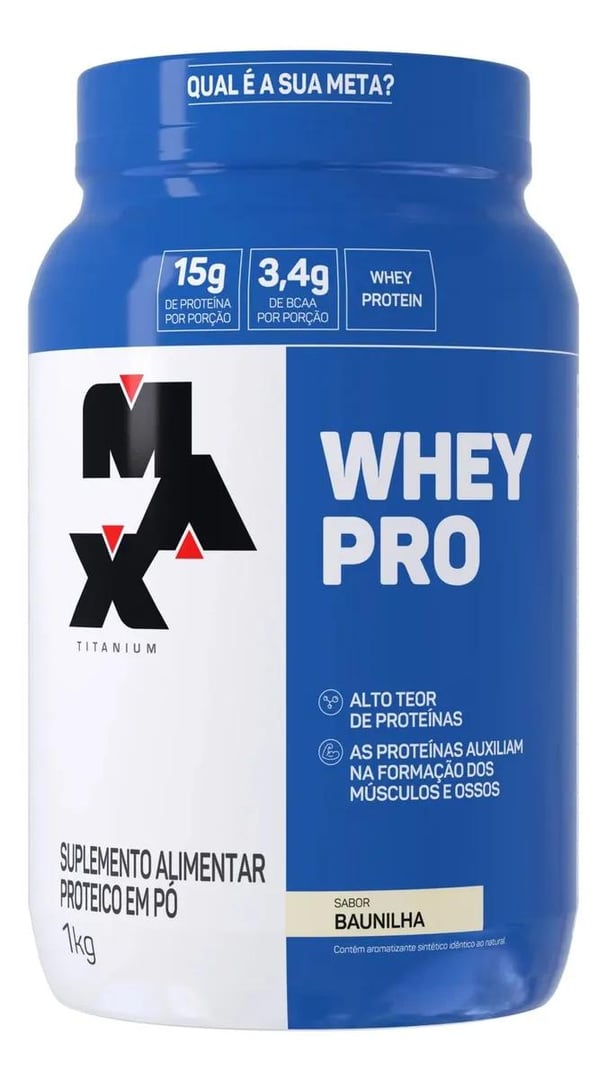 Whey Pro Baunilha Max Titanium Protein Pro Com Bcaa E Aminoácidos 1kg Sabor Baunilha