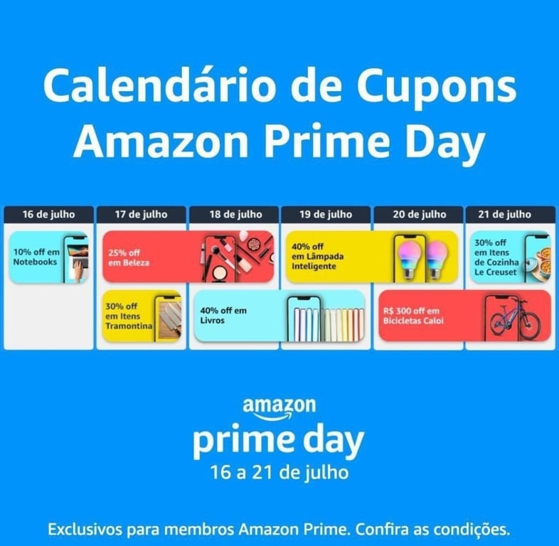 Prime Day da Amazon 2024 terá descontos de até 70%