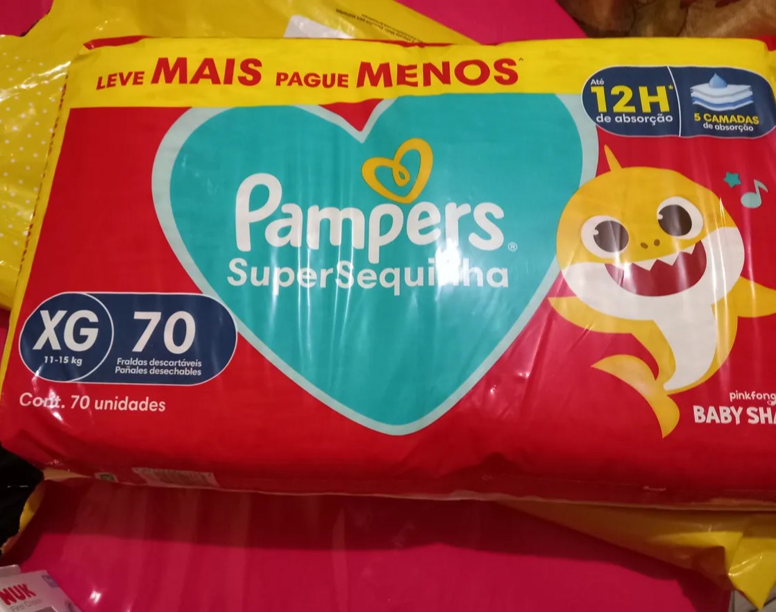 Pacote Pampers Supersequinha Fralda Tam. XG - 70 unidades