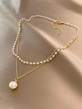 1 Peça Novo Colar de Pérolas Feminino Kpop, Colar Pingente de Contas Douradas, Colar Goth ...