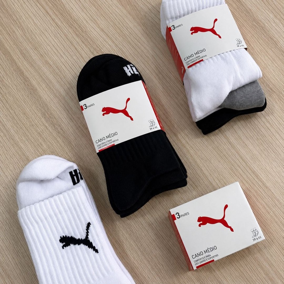 6 Pares Meias Puma Cano Médio