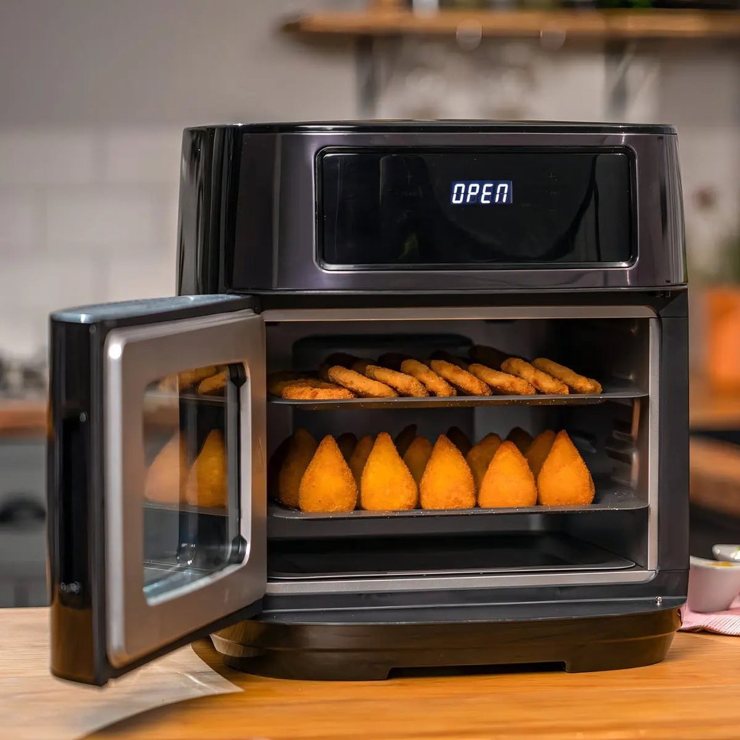 Fritadeira Elétrica Wap Air Fryer Oven Digital Black Inox 12 Litros Com Revestimento Antiaderente Preto 220v