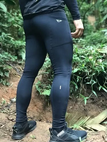 Calça Legging Masc Compressão Corrida Pro Racing C/ Bolsos