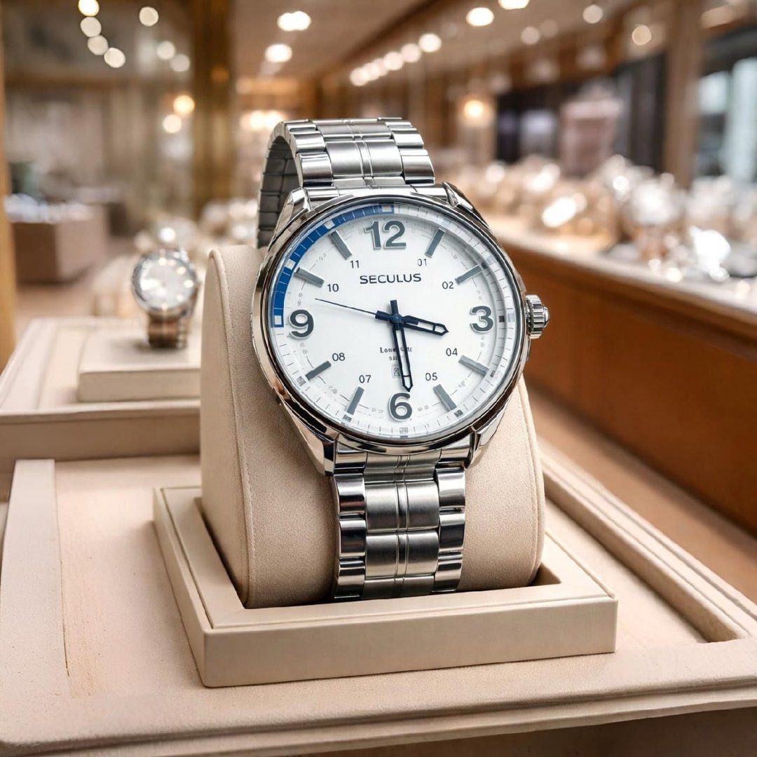 Relógio De Pulso Seculus 77244g0svna1 Com Corria De Aço Inoxidável Cor Prateado - Fondo Br...
