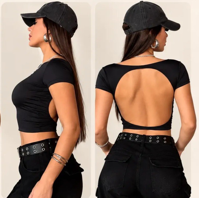 Cropped Costa Nua Feminina Manga Curta Babylook Suplex Tam. P ao GG - 6 cores