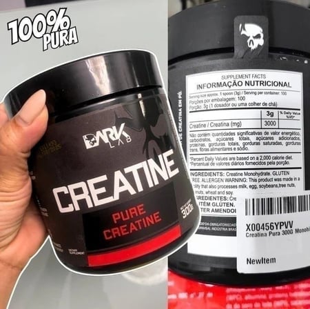 Creatina Monohidratada Em Pote 300g 100% Pura Dark Lab