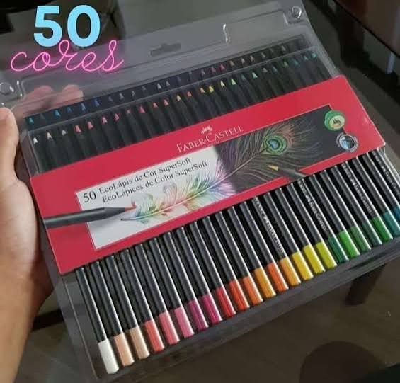 Lápis de Cor, Faber-Castell, EcoLápis Supersoft, 50 Cores, Multicolorido