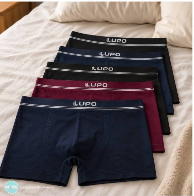 Kit 6 Cuecas Lupo Boxer Sem Costura Microfibra