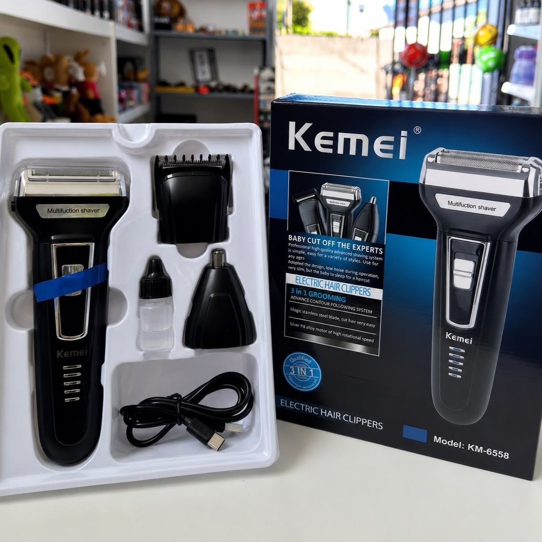 Barbeador e Cortador 3 Em 1 Kemei KM-6558