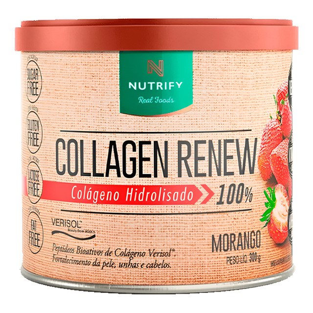 Colágeno Hidrolisado Collagen Renew Morango 300g Nutrify