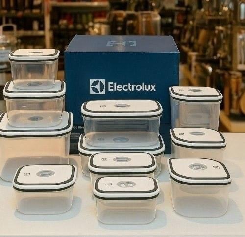 Electrolux Kit 12 Potes Herméticos de Plástico Retangulares, Multiuso, Vedação Silicone, BPA Free, Porta Mantimentos