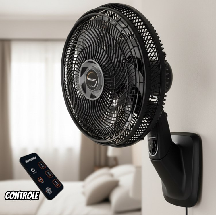 Ventilador de Parede Mallory Smart Control – Controle Remoto, Oscilação Direcionada, Potên...