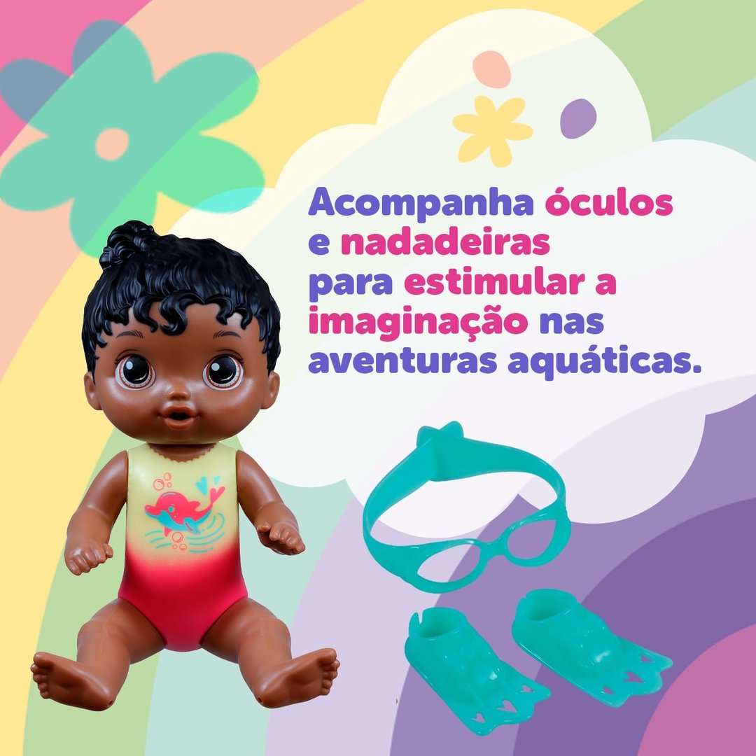 Baby Alive, Boneca, Sunny Swimmer - Cabelos Pretos, Acessórios Inclusos, 25 cm - A partir ...