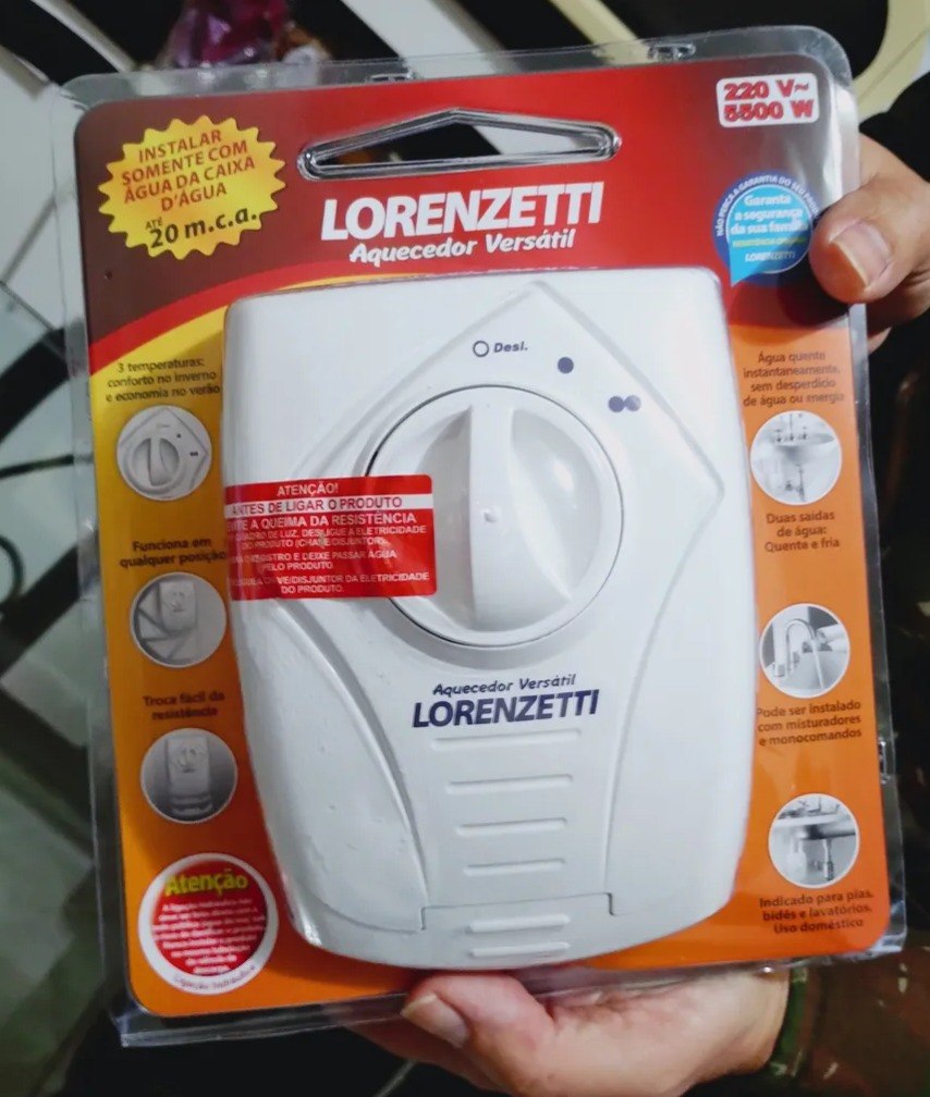 Aquecedor de Água Elétrico Lorenzetti 5500w Versátil 3 Temperaturas Branco - 110v/220v