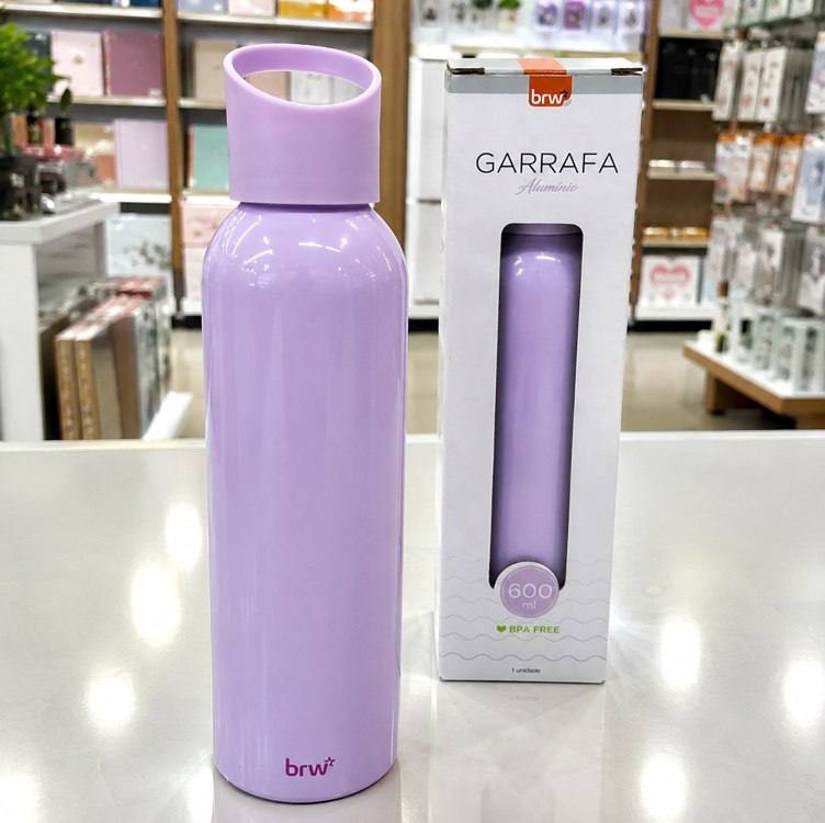 Garrafa em Alumínio com Tampa 600ml Lilás, BRW