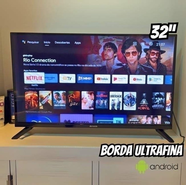 Smart Tv Aiwa 32 Android Hd Borda Ultrafina Hdr10 Dolby Áudio Aws-tv-32-bl-02-a