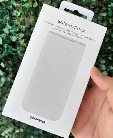 Bateria Externa SAMSUNG EB-P3400 Bege Portátil, Carga Super Rápida 25W, Duas Saídas USB-C ...