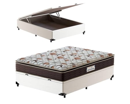 Cama Box com Baú Viúva Branca + Colchão de Espuma D45 - Probel - Guarda-Costas ProForce Pl...
