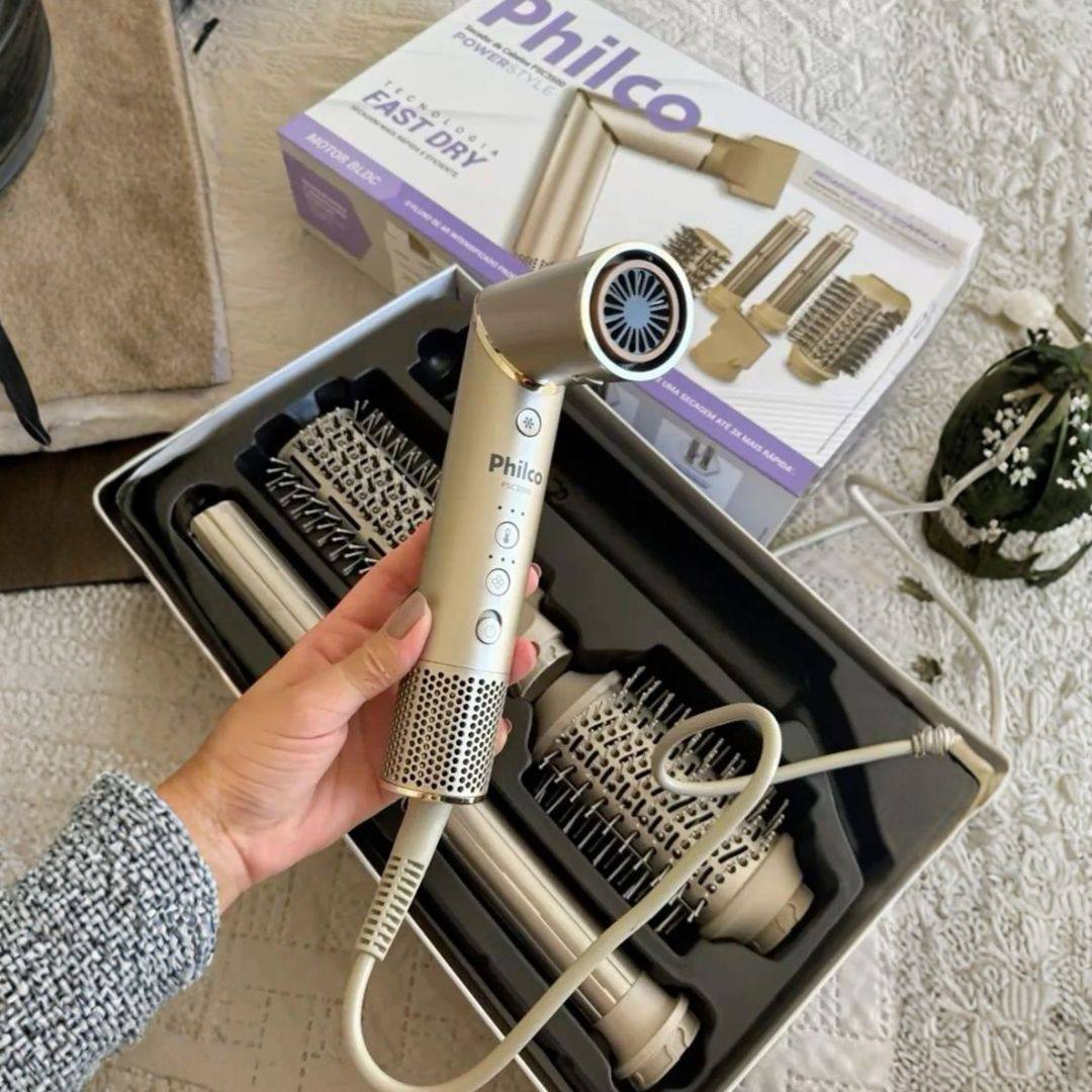 Secador De Cabelos Philco psc3500 4 Em 1 dobrável motor bldc Prateado Bege 220v