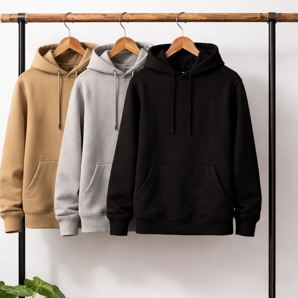 Kit 3 Blusas De Frio Moletom Liso Fechada Bolso Canguru