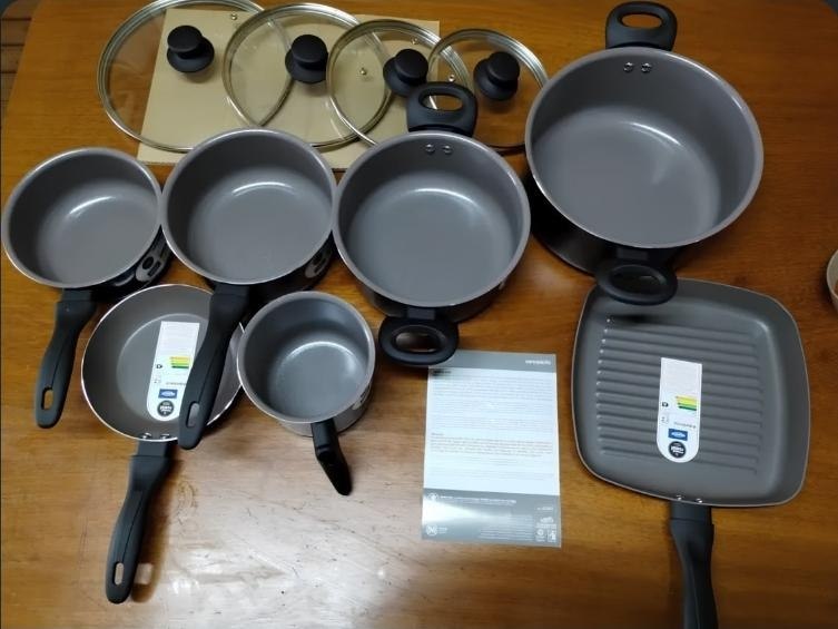 Jogo De Panelas Brinox Ceramic Life Easy Preto 7 Peças