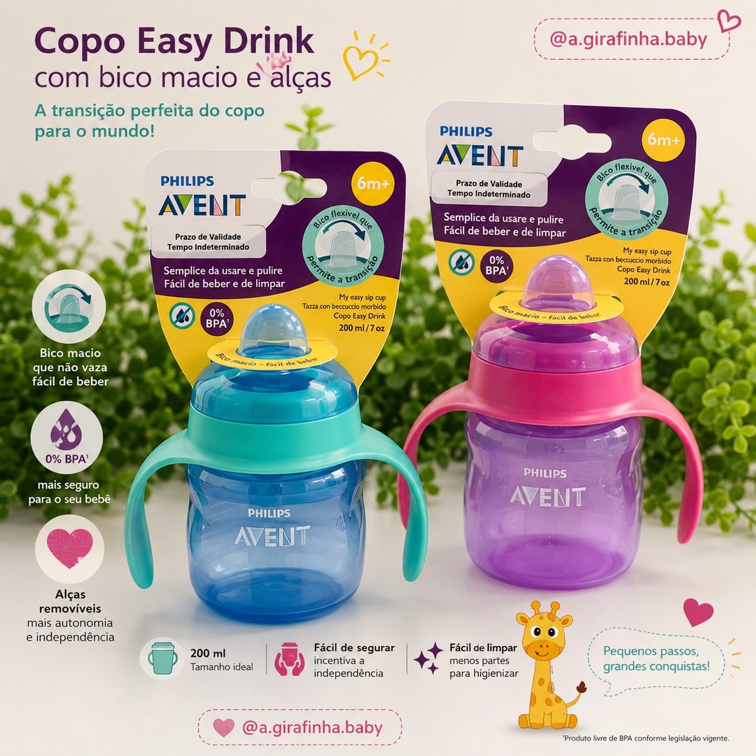 Copo de transição Philips Avent com bico de silicone rosa 6m+