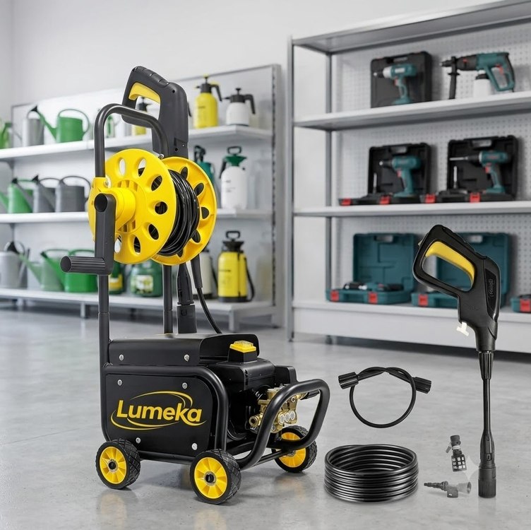 Lavadora De Alta Pressão Lumeka XW80 com motor a indução Lavadoras de Jato Elétricas Com Rolo De Mangueira