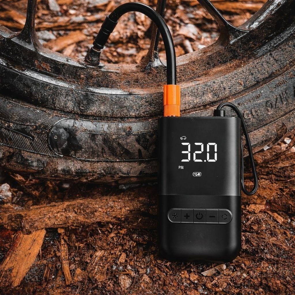 Compressor De Ar Portátil B&g Shopping Digital 80w Preto Usb-c Carro Moto Bicicleta 127/22...
