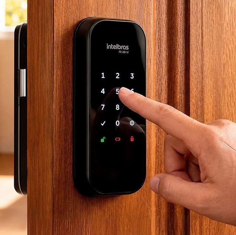 Fechadura Digital De Sobrepor Fr 101 V Preta Intelbras Preto
