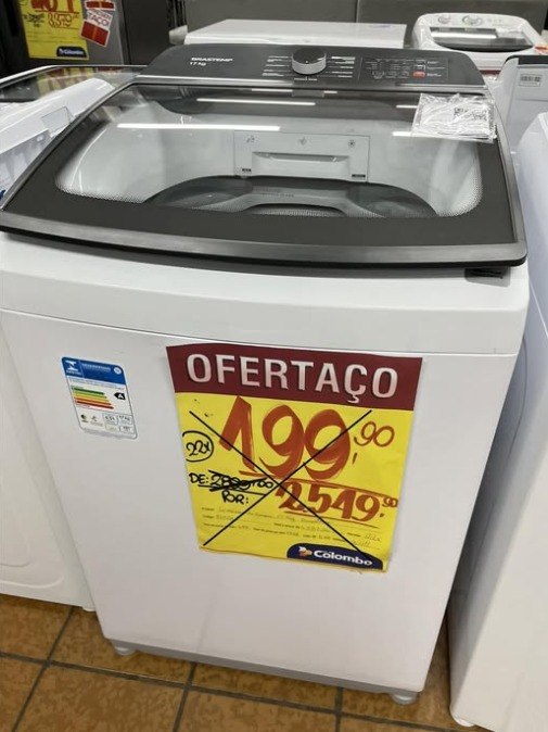 Lavadora de Roupas Brastemp 15kg Cesto Inox 12 Programas de Lavagem Branca BWF15AB