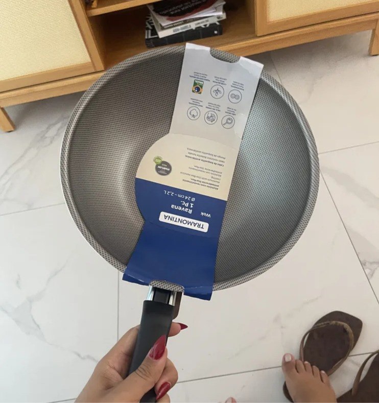 Panela Wok Antiaderente Tramontina Ravena de Alumínio Azul 24cm