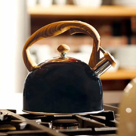 Chaleira Wood Mor 2,5 Litros Cabo Amadeirado Preta ou Bege Aço Inox
