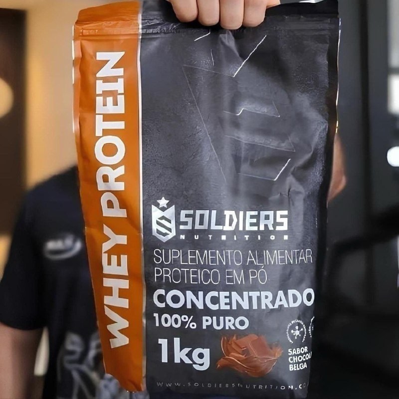 Whey Protein Concentrado 1kg Sabor Chocolate Belga Soldiers Nutrition Rico Em Proteína Tre...