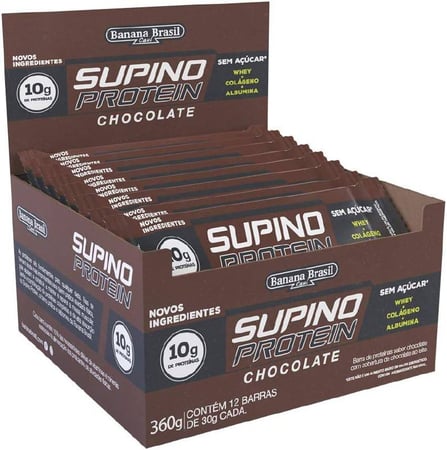 Banana Brasil Display Barra De Proteína Supino Protein Chocolate - 12 Unidades De 30G