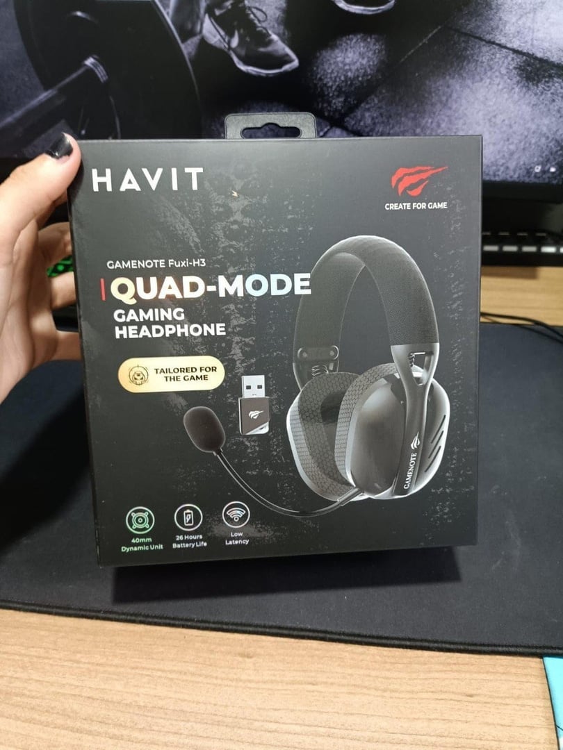 Havit Fone de Ouvido Headset Gamer Fuxi-H3 Black Com Fio e Sem Fio, Wireless 2,4GHz, Bluet...