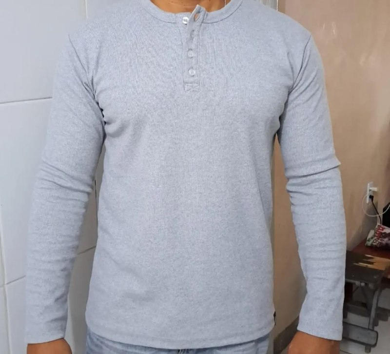 Camiseta Henley Slim Fit Ml - 5 Cores -compre 3 Frete Grátis