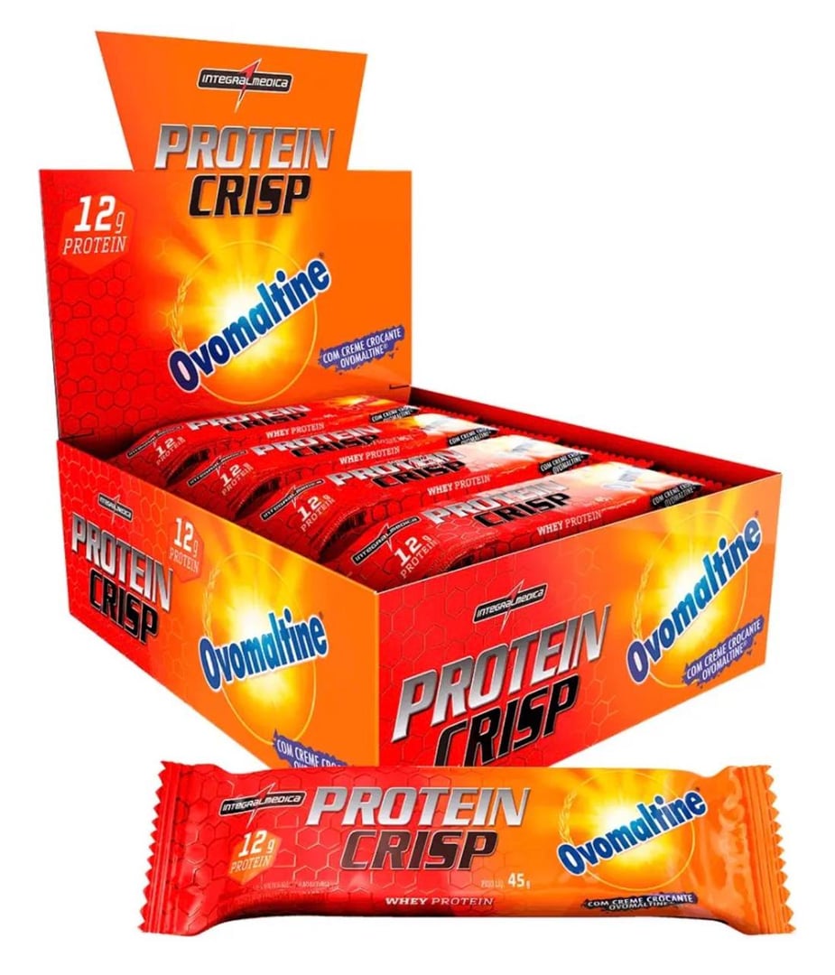 Barra de Proteína Integralmédica Crisp Bar sabor Ovomaltine x 45g de 12 un