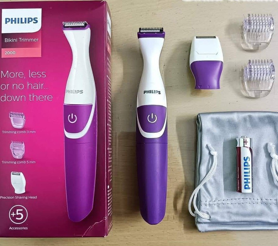 Aparador Elétrico Feminino Philips Essencial  para Pelos Intimos com Cabeça de Corte e 2 P...