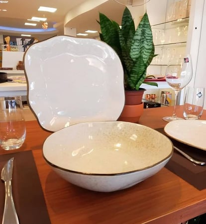 Conjunto Travessa E Saladeira Ryo Maresia Oxford Baixelas Branco