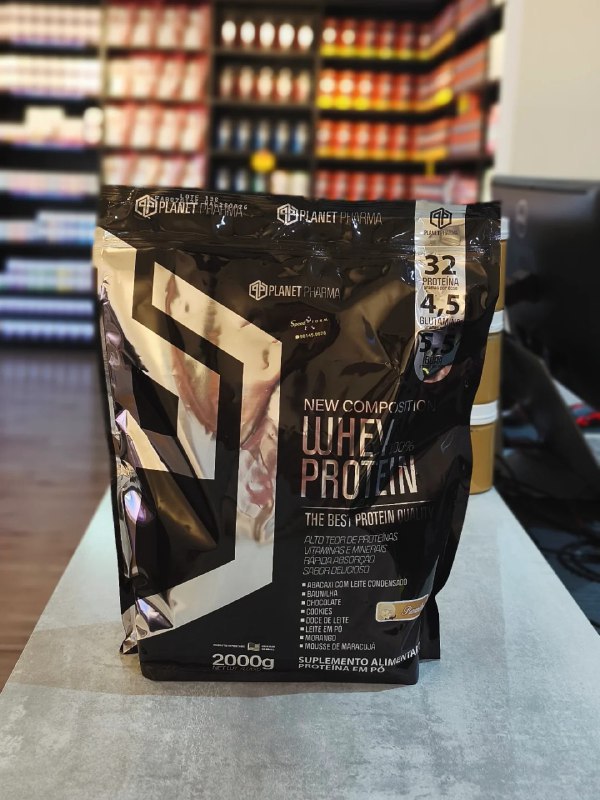 100% Whey Protein 2kg 32g Proteína / Dose - Planet Pharma Sabor Chocolate