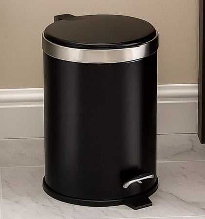 Lixeira Banheiro Pedal 5 Litros Plástico Cesto Escritório Cor Preto