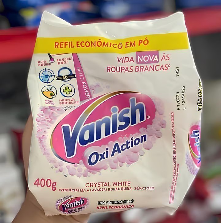 Tira Manchas em Pó Vanish Oxi Action Crystal White Refil 400g para Roupas Brancas