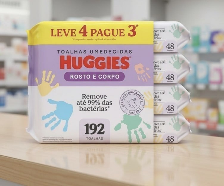 Lenços Umedecidos Huggies Rosto e Corpo Limpeza 4 x 48 Un