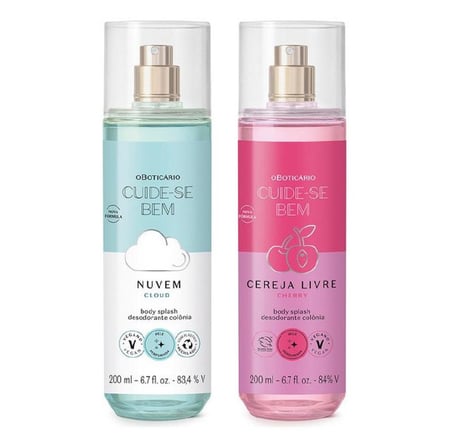 Body Splah Cuide-se Bem: Nuvem 200ml + Cereja Livre 200ml