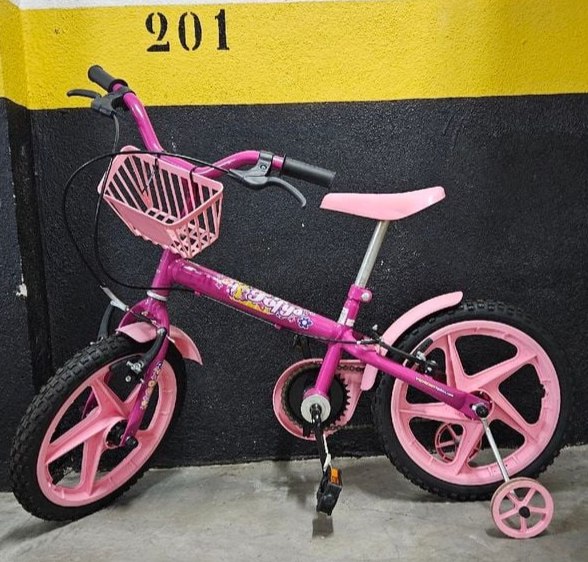 Bicicleta Infantil Verden Fofys Aro 16 Com Cesta e Rodinhas - Rosa ou Lilas