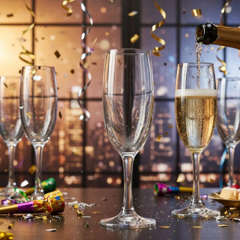 Jogo 6 Taças Champanhe 198ml Vidro Cristalino M&k Home Incolor