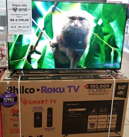 Smart TV 50" Philco Roku Led UHD 4K Wi-Fi 4 HDMI 2 USB e Midiacast Processador QUAD CORE F...