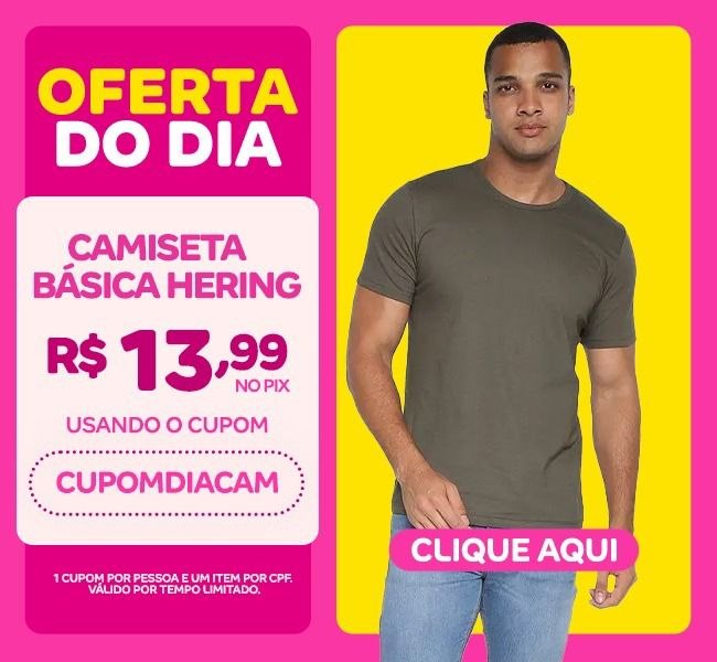 Camiseta Básica Hering Slim Manga Curta Masculina